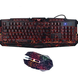 J10 tricolor backlight wired gaming keyboard set colorful luminous gaming mouse keyboard Russian keyboard