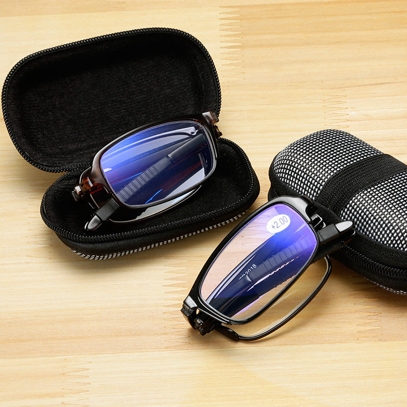 Men's And Women's Folding Portable Blue Film Reading Glasses
